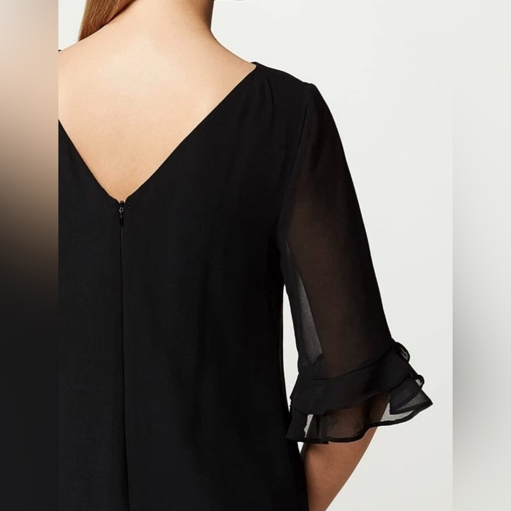 Chic Black Backless Dress with Ruffle Sleeves - Picture 4 of 10